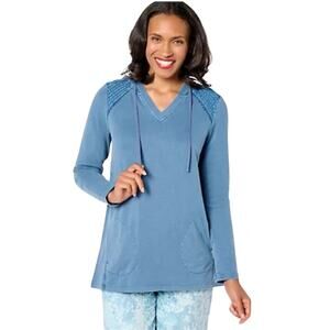 LOGO Life by Lori Goldstein French Terry Pullover Hoodie W/ Pintuck Size XS NWT